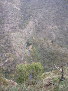 Looking down into the gorge